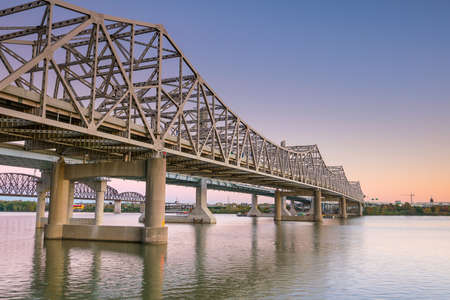 Iron vintage bridge in Louisville, Kentucky USAの写真素材