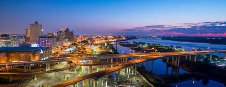 Aerial view of downtown Memphis skyline in Tennessee, USAの写真素材
