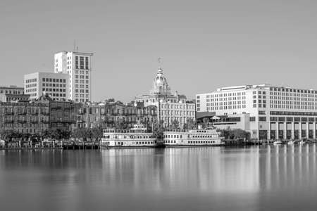 Riverfront of downtown Savannah in Georgia, USA の写真素材