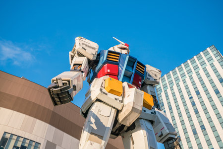 TOKYO,JAPAN - DEC 9 : Full-size Mobile suit Gundam at the main entrance of Diver City Tokyo Plaza - a Shopping mall in Odaiba area on December 9, 2016のeditorial素材