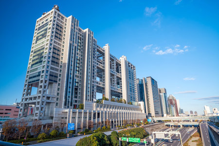 TOKYO,JAPAN - DEC 9 : Headquarters of Fuji TV in Tokyo, Japan on December 9, 2016のeditorial素材