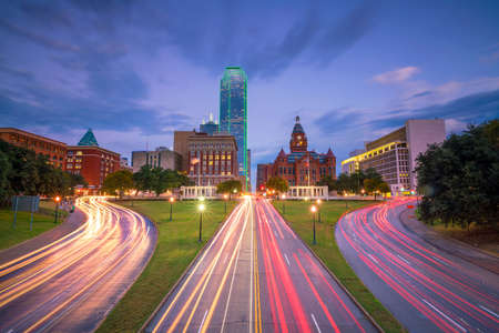 Dallas downtown skyline at twilight, Texas USAの写真素材