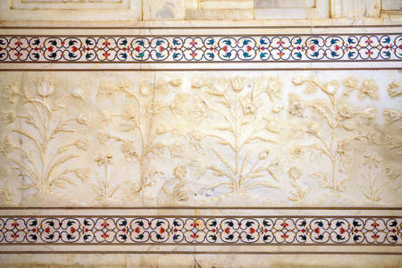 Details of decorations in Taj Mahal, Agra Indiaの写真素材
