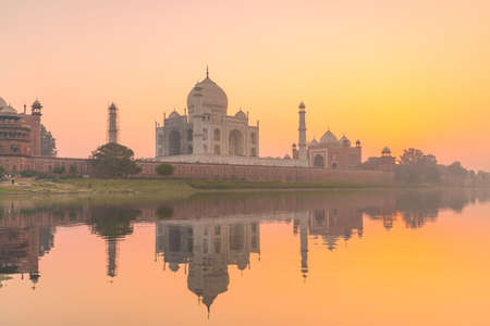 Taj Mahal in Agra India at sunsetの写真素材
