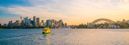 Downtown Sydney skyline in Australia at twilightのeditorial素材