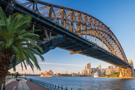 Downtown Sydney skyline with blue sky in Australiaのeditorial素材