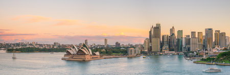 Downtown Sydney skyline in Australia at twilightのeditorial素材