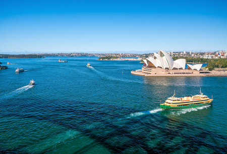 Downtown Sydney skyline with blue sky in Australiaのeditorial素材