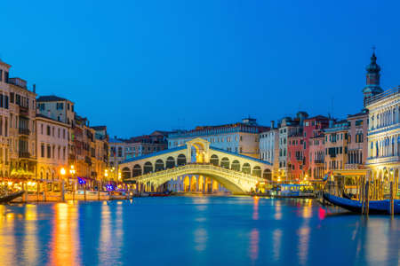 Rialto Bridge in Venice, Italy at twilightの写真素材