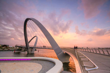 Elizabeth Quay footbridge in Perth waterfront in western Australiaの写真素材