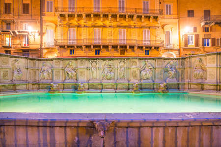 Fonte gaia, Piazza del Campo, in Siena, Tuscany, Italyの写真素材