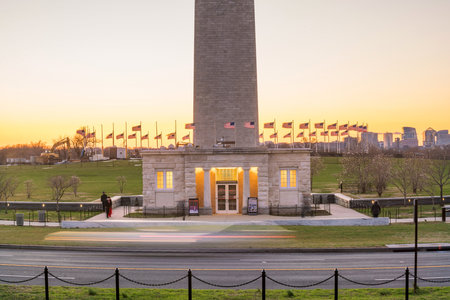 Washington Monument in Washington, D.C. at sunsetのeditorial素材