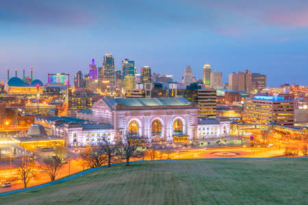 View of Kansas City skyline in Missouri, United Stateの写真素材