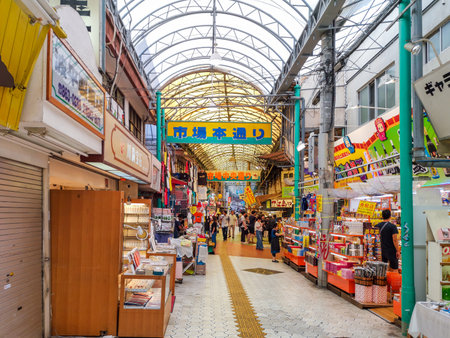 NAHA, OKINAWA, JAPAN - MAY 20, 2018 - Makishi Public Market in Naha city. This local market is popular for local food and souvenir shop.のeditorial素材