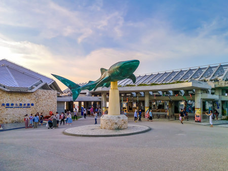 OKINAWA, JAPAN - May 19 , 2018: Okinawa Churaumi Aquarium in Okinawa , Japan, one of the largest aquariums in the worldのeditorial素材