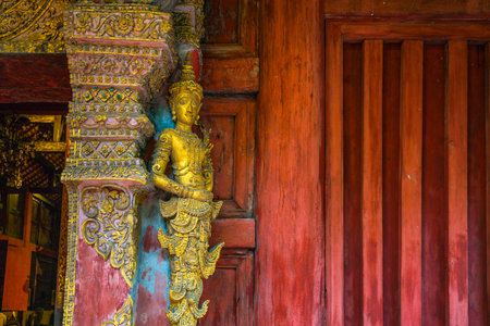 Art decoration in Wat Phra Singh temple in the old town center of Chiang Mai,Thailand