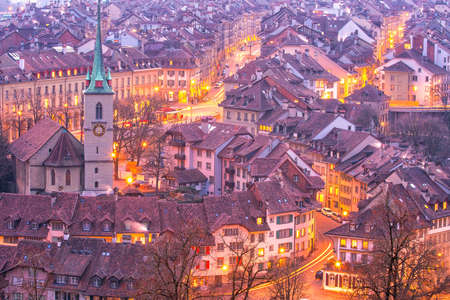 Old Town of Bern, capital of Switzerland in Europe at twilight
