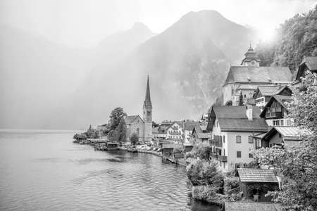 Scenic view of famous Hallstatt village in Austria, Alps. Europeの写真素材