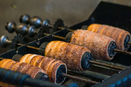 Traditional czech Trdelnik in Prague, Czech Republicの写真素材