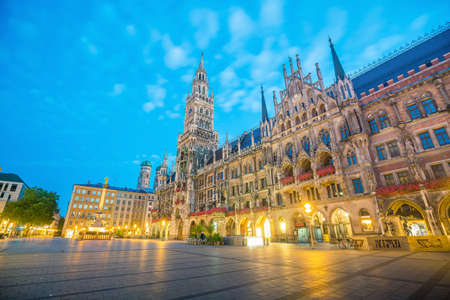 Munich skyline with  Marienplatz town hall in Germanyの写真素材
