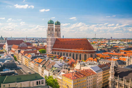 Munich historical center panoramic aerial cityscape view in Germanyの写真素材