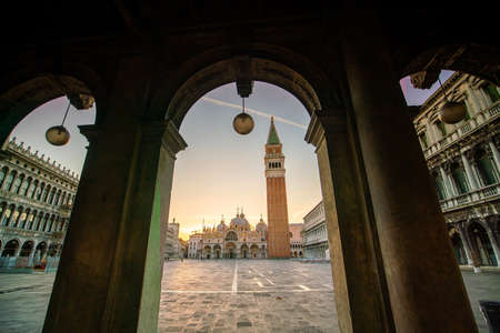 St. Mark's square in Venice during sunrise in Italy