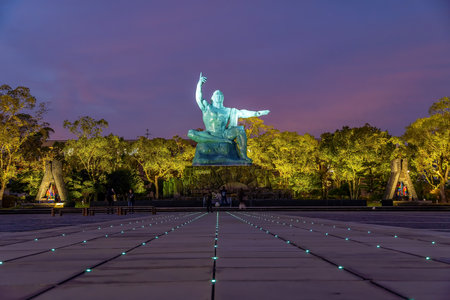 Peace Statue in Nagasaki Peace Park, Nagasaki, Kyushu Japanのeditorial素材