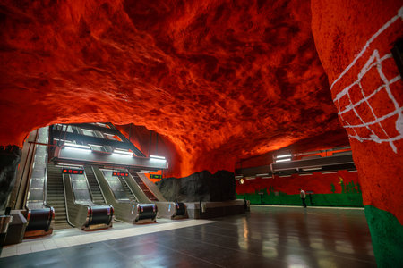 STOCKHOLM, SWEDEN - MAY 8, 2018 : Colorful Metro station in downtown Stockholm, Swedenのeditorial素材