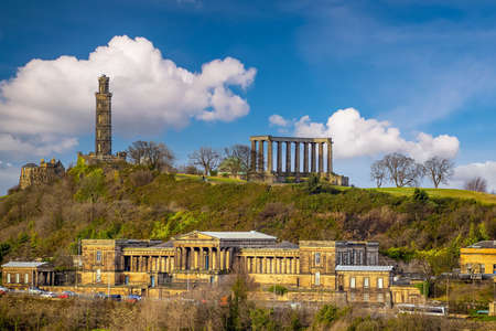 Old town Edinburgh city skyline. Cityscape in Scotlandの写真素材