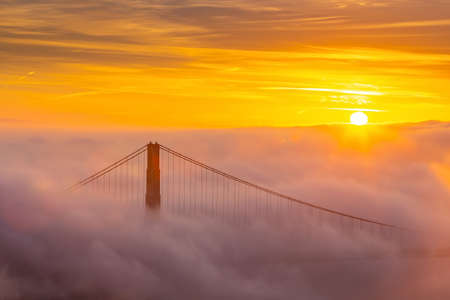 Famous Golden Gate Bridge San Francisco in California USA at twilight