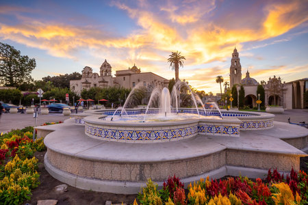 San Diego  Balboa public park at sunset in California USAのeditorial素材