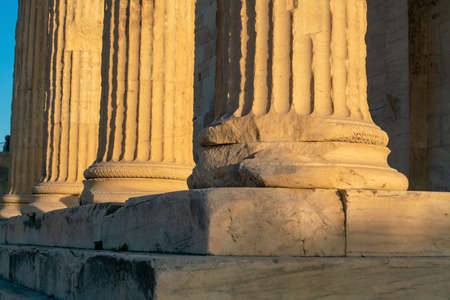 Architecture detail of ancient building in Acropolis, Athens, Greeceの写真素材