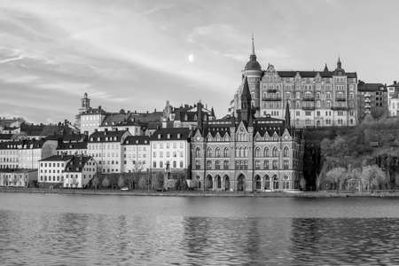 Stockholm old town city skyline, cityscape of Sweden at sunsetの写真素材