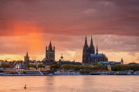 Downtown Cologne city skyline, cityscape of Germany in Europeの写真素材