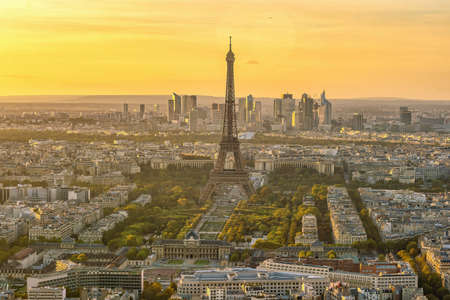 Paris city skyline with eiffel tower cityscape of France at sunsetの写真素材