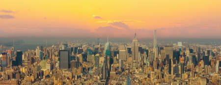 Manhattan city skyline cityscape of New York from top view in USAの写真素材