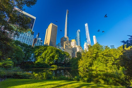 Central Park with Manhattan city skyline, cityscape of New York City USA in summerの写真素材