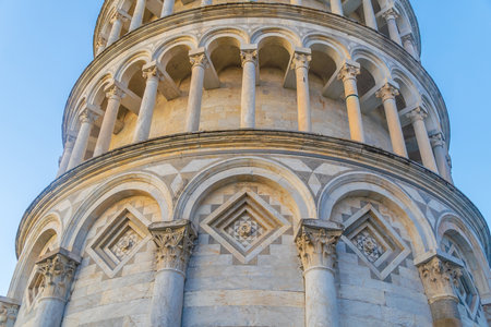 Details of Pisa Cathedral and the Leaning Tower in Pisa, Italyの写真素材