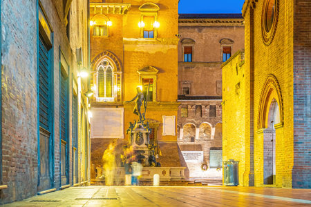 Bologna oldtown city skyline, cityscape of Italy in Europe at sunsetの写真素材
