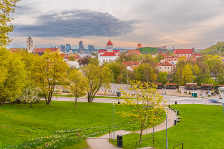 Downtown Vilnius city skyline, cityscape of  Lithuania in Europeの写真素材