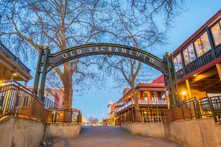 Old Sacramento city skyline, cityscape of California in USAの写真素材