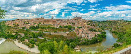 Panorama view of Toledo city skyline, cityscape of  Spain in Europeの写真素材