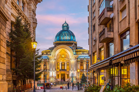National Museum  in old town Bucharest, cityscape of Romania in Europeの写真素材