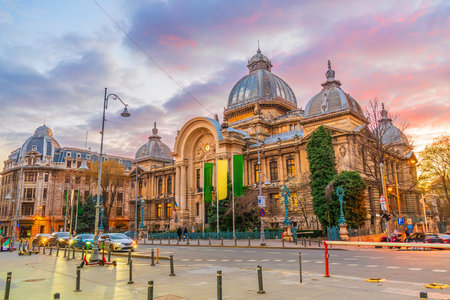National Museum  in old town Bucharest, cityscape of Romania in Europeの写真素材