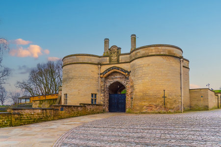 Gate of  Nottingham Castle in downtown Nottingham, Englandの写真素材