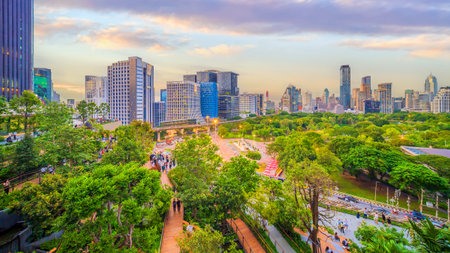 Bangkok Skyline, cityscape of Thailand at sunsetの写真素材