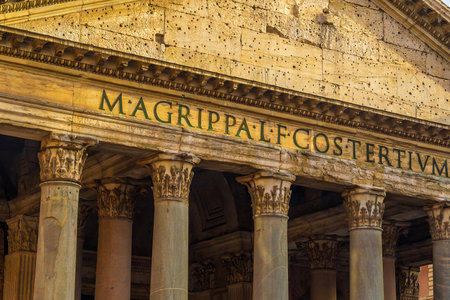 Twilight at the Pantheon, a 2nd century Italian temple in Rome, Italy