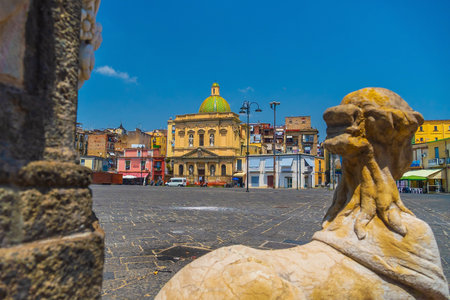 Downtown Naples city skyline, cityscape of  Italy in Europeの写真素材