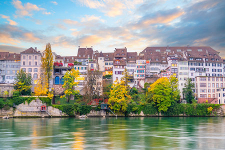 Old town Basel city skyline, city scape of  Switzerland in Europeの写真素材