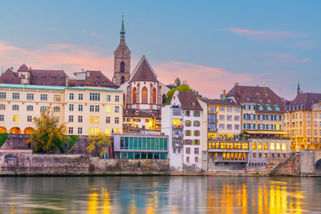 Old town Basel city skyline, city scape of  Switzerland in Europeの写真素材